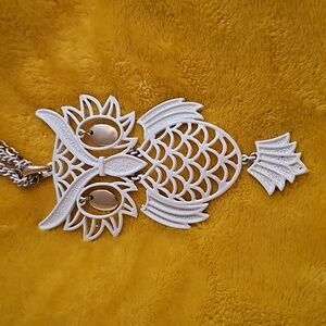 Vintage Metal Owl Pendant Necklace LARGE